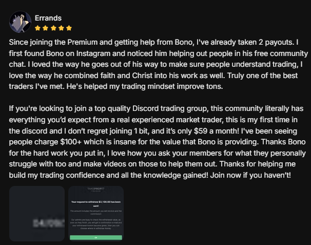 Funded account or payout screenshot