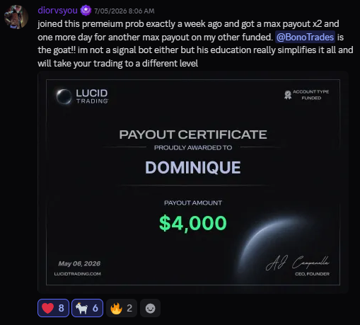 Funded account or payout screenshot