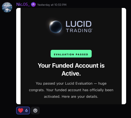 Funded account or payout screenshot