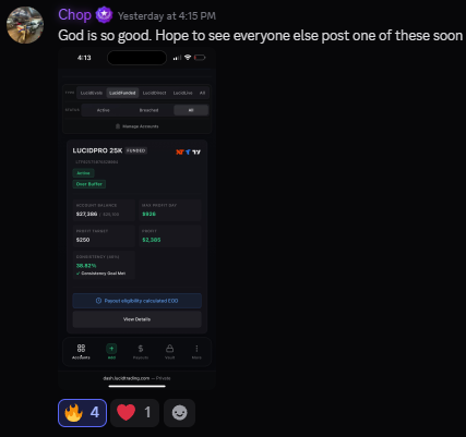 Funded account or payout screenshot