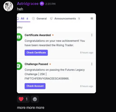 Funded account or payout screenshot