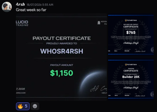 Funded account or payout screenshot