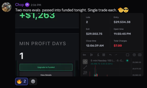 Funded account or payout screenshot