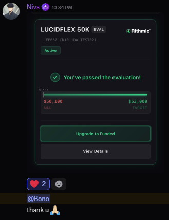Funded account or payout screenshot