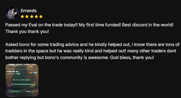 Funded account or payout screenshot