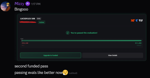 Funded account or payout screenshot